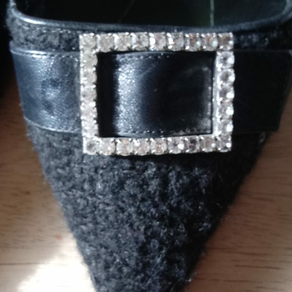 Kate Spade Black Wool Slingback w/Rhinestones - Picture 3 of 14